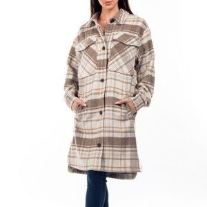 Heavy Flannel Brushed Long Plaid Shacket